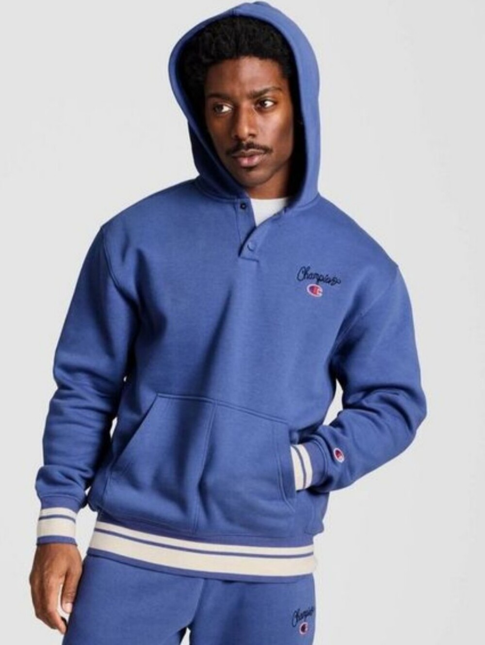Champion - Men's Snap Hoodie - Gray Blue
